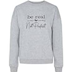 Pieces Pcmaria Ls Oversize Sweatshirt - Ljusgrå Melange/Tryck/Svart/Vara Äkta