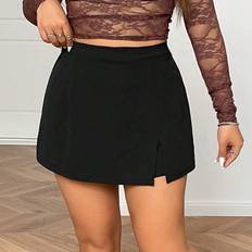 Shein Plus Size Solid Color Mini Skirt - Black