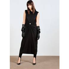 H&M Vestido Drapeado Con Hombreras - Negro