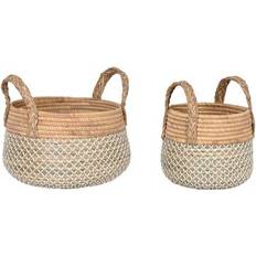 PVC Boxes & Baskets Home ESPRIT Natural Light Brown and White Seagrass Set 35 x 35 x 30 cm Basket 2pcs