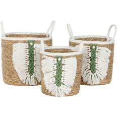 Vliesstoff Körbe Home ESPRIT Natural Fibre Tropical Set 3 Pieces Basket