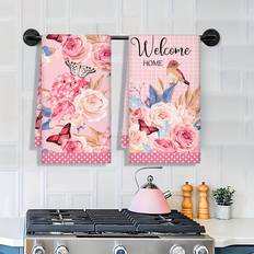 Pink Kitchen Towels Temu Butterfly Dish 45 x 70 cm Set of 2 Kitchen Towel Pink