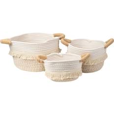 Kuitu Korit Romimex Set of 3 White Natural Fibre Baskets Basket 3pcs