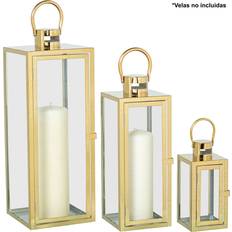 Outdoor Durable Lanterns Alexandra House Living Steel Golden Lantern 49cm 3pcs