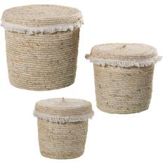 Brune Kurver Alexandra House Living Sett med 3 Naturlige Brun Flettede Rattan Kurver Kurv