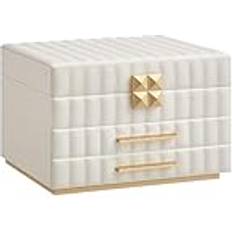 Songmics 3-Tier Jewellery Box with Mirror - Cloud White