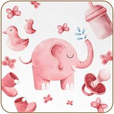 OWNNI Pink Elephant Baby Shower Pattern 6-Pack Coaster 6pcs