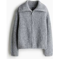 Cardigans H&M Rib-Knit Cardigan with Zipper - Gray