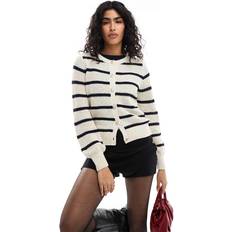 Stripes - Women Cardigans Vero Moda Cotton Knit Striped Cardigan - Cream/White