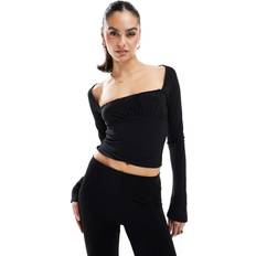Mesh Blusar Pull&Bear Mesh Topp Med Långa Ärmar - Svart