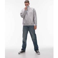 Oversized Gråmeleret Sweatshirt Med 1/4 Lynlås - Kraftigt Stof