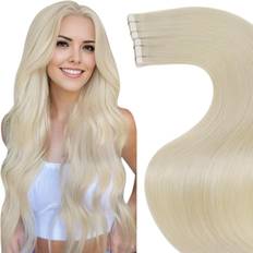Real Hair Tape Extensions LaaVoo Human Hair Extensions Tape in Blonde 40 pcs 16 Inch
