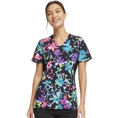 Work Tops Cherokee iFlex Women Scrubs Top Mock Wrap - Rainbow Fleurs