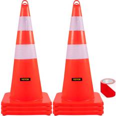 Marker Cones VEVOR Safety Cones, 6 x 28" Traffic Cones, PVC Orange Construction Cones, 2 Reflective Collars Traffic Cones with Weighted Base and Hand-Held Ring Used for Traffic Control, Driveway Road Parking