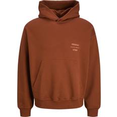 Damen - Orange Pullover Jack & Jones Austin Font Hoodie Rostbraun/Orange