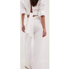 NA-KD Classic Leinenhose mit Weiten Beinen - Weiß