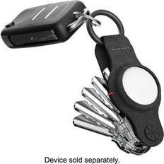 Keysmart Air Compact Key Tracker and Holder For AirTag Vegan Leather Black