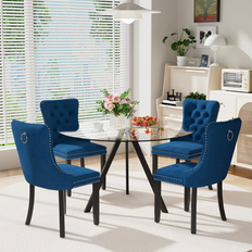 House of Hampton 5-Piece Pedestal Metal Blue Dining Set 5