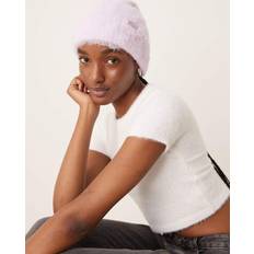 River Island Beanies River Island Slogan Fluffy Beanie Mid Purple