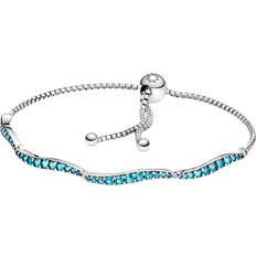 Pandora Blå Armband Pandora Wavy Slider Bracelet - Silver/Blue