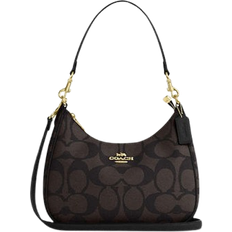 Bags Coach Teri Hobo Bag In Blocked Signature Canvas - Gold/Walnut/Tan