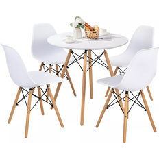 MDF Dining Sets Costway Modern White Dining Set 31.5" 5pcs