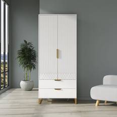 White Clothing Storage Homary Aro Modern White Wardrobe 31.5x78.7"