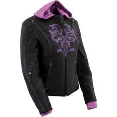 Purple Work Jackets Milwaukee Leather Hooded Textile Jacket - Black/Purple