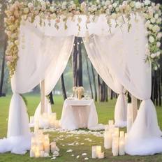 White Party Decorations Shein White Tulle Backdrop Organza Curtain 2pcs