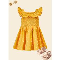3-6M Dresses Shein Baby Polka Dot Print Ruffle Trim Dress - Baby