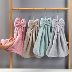 Polyester Guest Towels Shein Bowknot Hanging Set of 3 Guest Towel Pink (33x33cm)