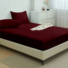 OEKO-TEX Bed Sheets Shein 1pc Solid Color Fitted Sheet Bed Sheet Red (132x71cm)