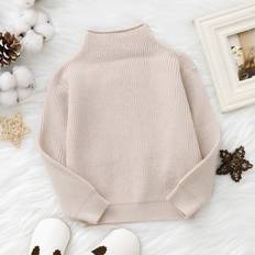 Cheap Knitted Sweaters Children's Clothing Shein Baby Mock Neck Ribbed Knit Jumper