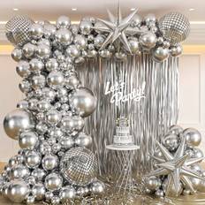 Silver Latex Balloons Shein Silver Star Burst 4D Disco Ball 119pcs