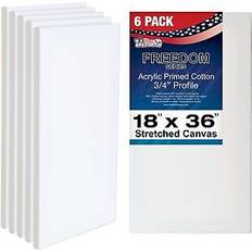 White Canvas U.S. Art Supply Stretched Canvas 12-Ounce 18 x 36 Inch 6-Pack