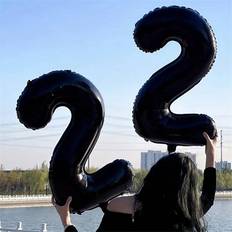 Foil Balloons Shein Black 40-Inch Jumbo Number Foil Balloons 1/2pcs