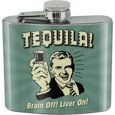 Bar Equipment Graphics and More Tequila Brain Off Liver 5oz Drink Hip Flask