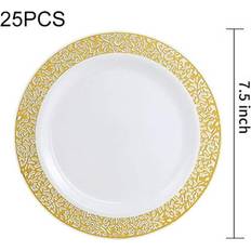 Hotwinter Disposable Plastic Plates 25 Dinner Plates