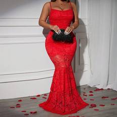 Lace Dresses Shein Sexy V-Neck Sleeveless Fishtail Hem Dress - Summer/Winter