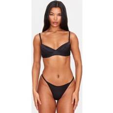 Solid Colours Lingerie Sets PrettyLittleThing Satin Underwired Lingerie Set - Black