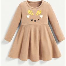 3-6M Dresses Shein Cartoon Graphic Flare Hem Dress - Baby Girl