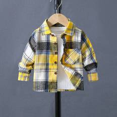 18-24M Shirts Children's Clothing Shein Plaid Patched Pocket Shirt - Infant/Toddler