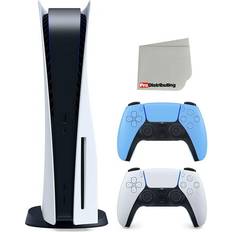 Game Consoles Sony Pro-Distributing, Playstation 5 Disc Version PS5 Disc) with Extra DualSense Controller Starlight Blue Bundle with Cleaning Cloth