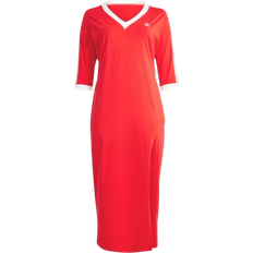 Red - Women Dresses adidas Women's Adicolor Classics 3 Stripes V Neck Maxi Dress - Better Scarlet