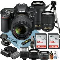 DSLR Cameras Nikon JumboBuys, D7500 DSLR Camera with 18-140mm 70-300mm Lens 2 Pcs SanDisk 128GB Memory Cards Tripod Wideangle Flash ZeeTech Accessory Bundle