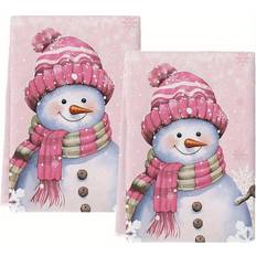 Microfiber Kitchen Towels Temu Snowman Christmas Towels Set of 2 Kitchen Towel White, Pink