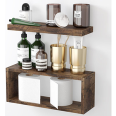 Brown Over the Toilet & Bathroom Storage Latitude Run Rustic Bathroom Shelves 2+1 Tier 1.2 x 15.7 x 5.5 in