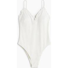 Swimsuits H&M Ruffle Trimmed Padded-Cup Swimsuit - White