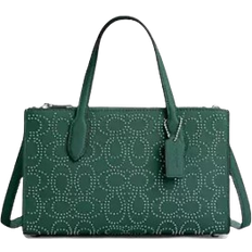 Coach green Coach Nina Small Tote Bag With Signature Rivets - Silver/Emerald Green