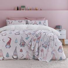 Catherine Lansfield Festive Gnomes Fleece Duvet Cover Pink (230x220cm)